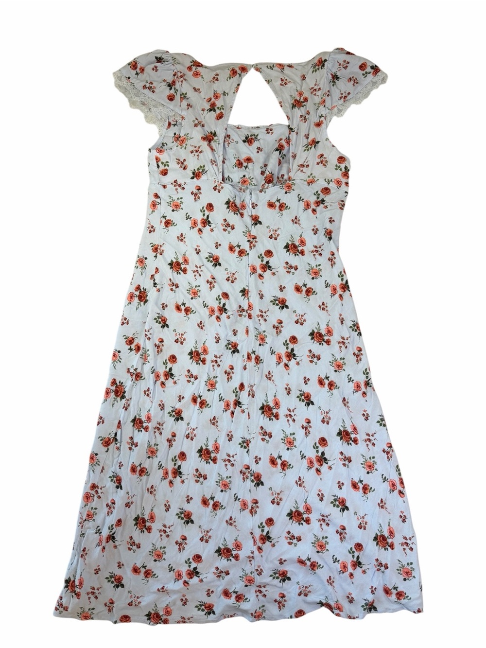 wild fable Cottagecore Blue Midi Dress with Red Rose Print - Picture 3 of 5